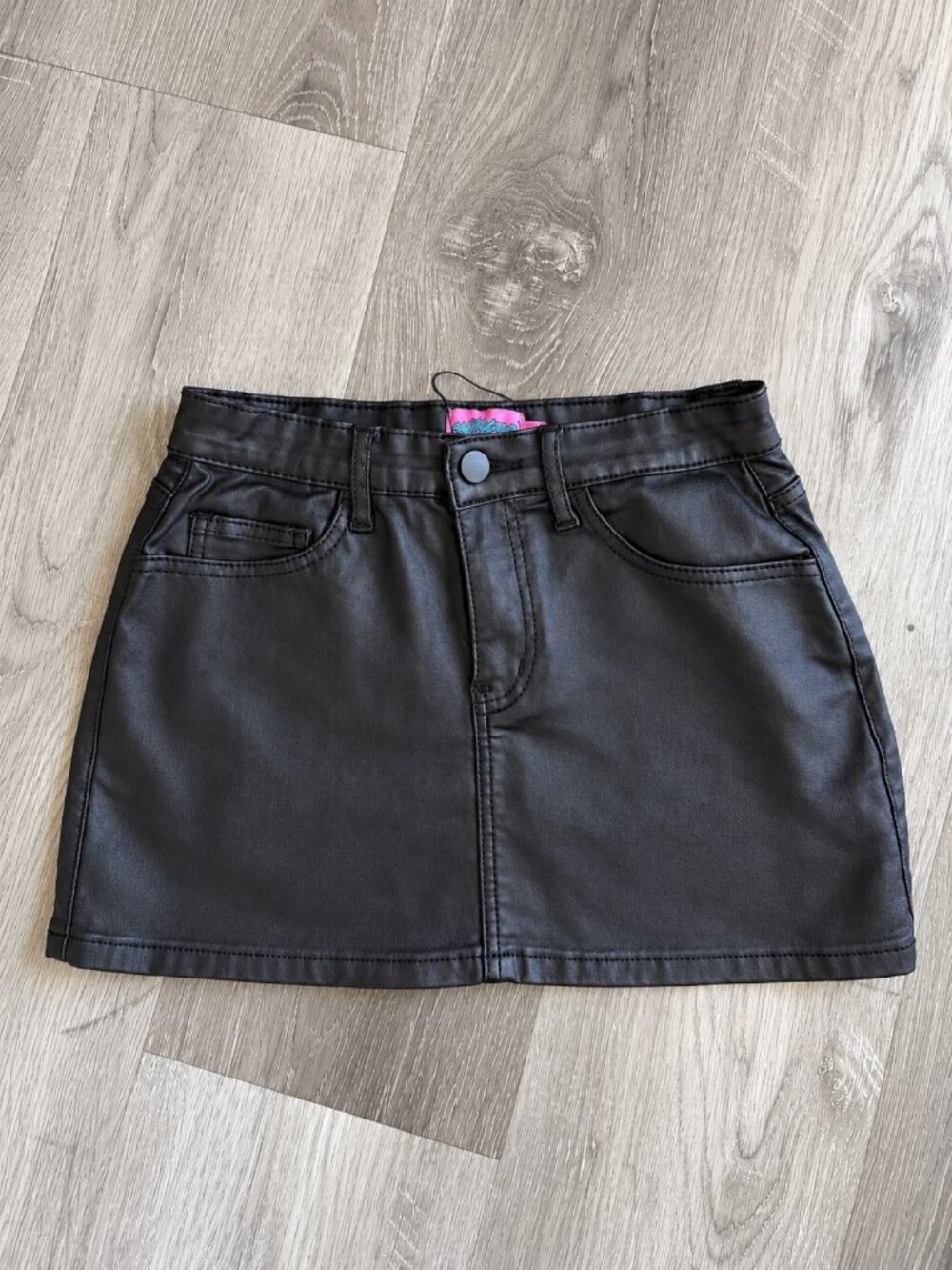 Edikted Black Faux Leather Mini Skirt | Size XS